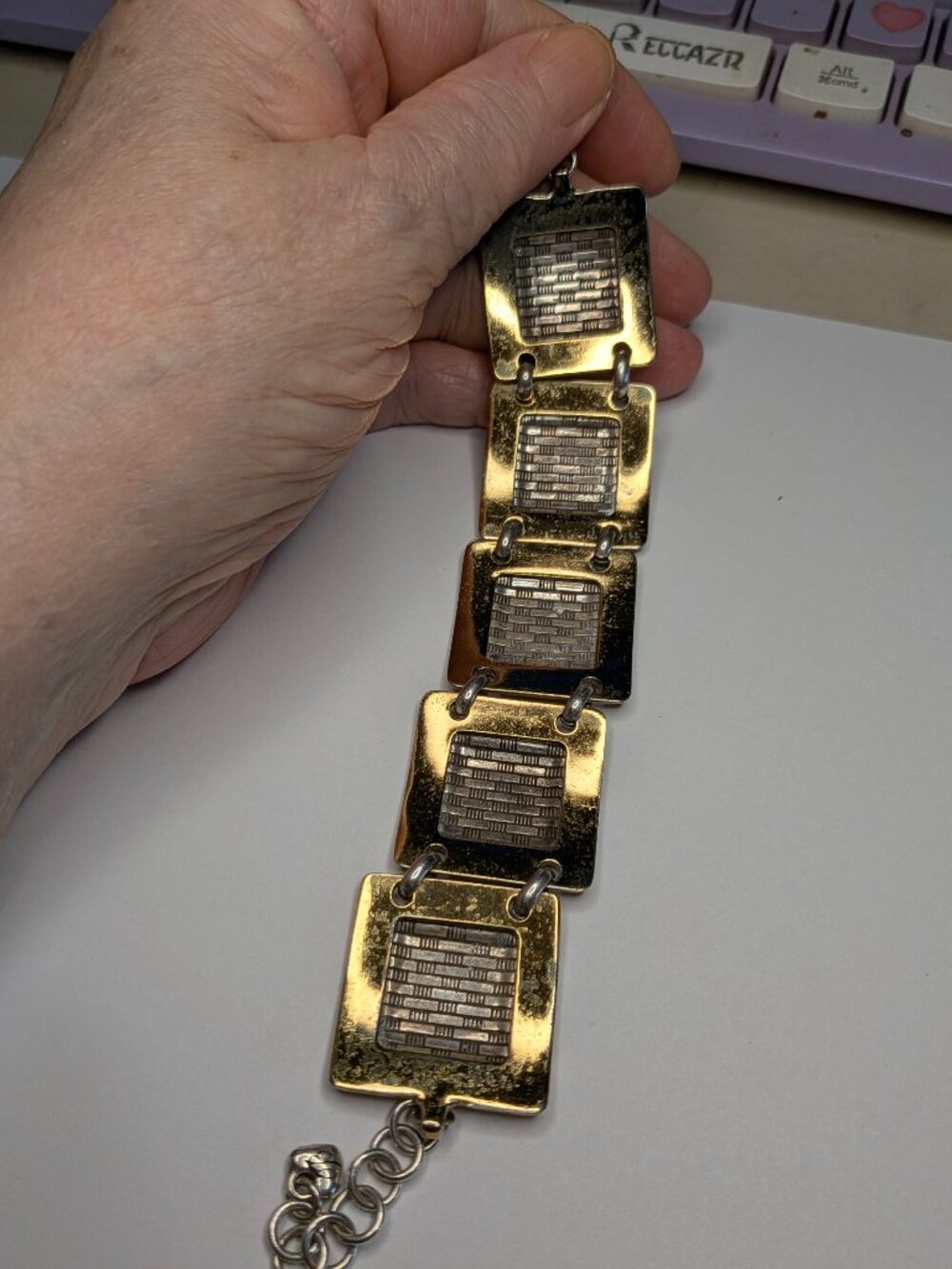 Brighton Contempo Two‑Tone Square Link Bracelet - Picture 4 of 6